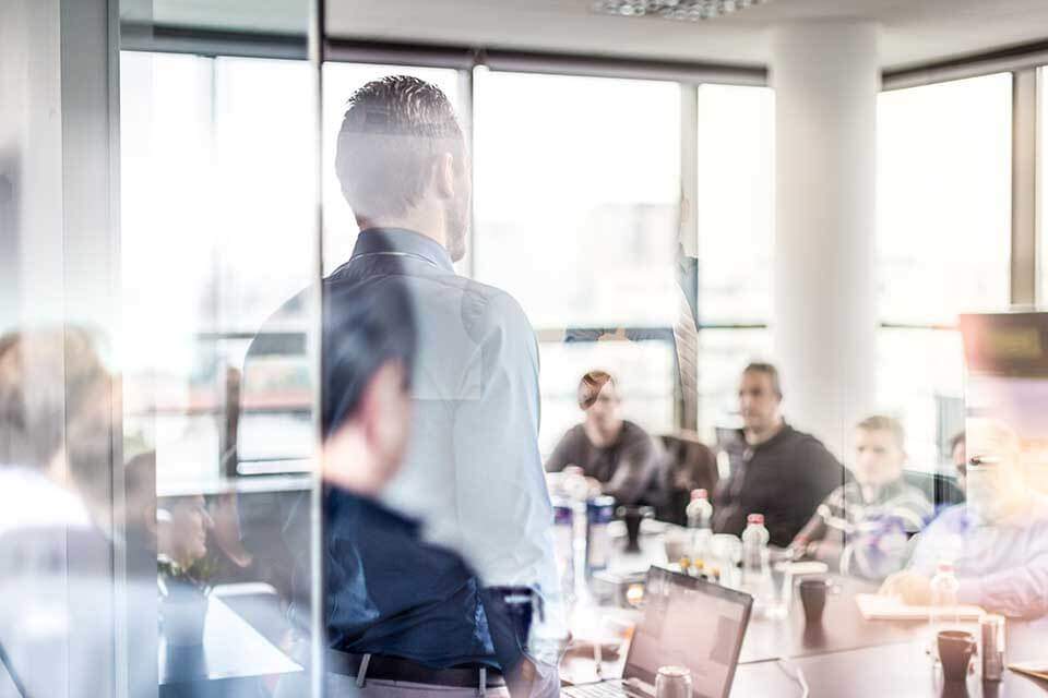 Business presentation on corporate meeting. Call Recording 2